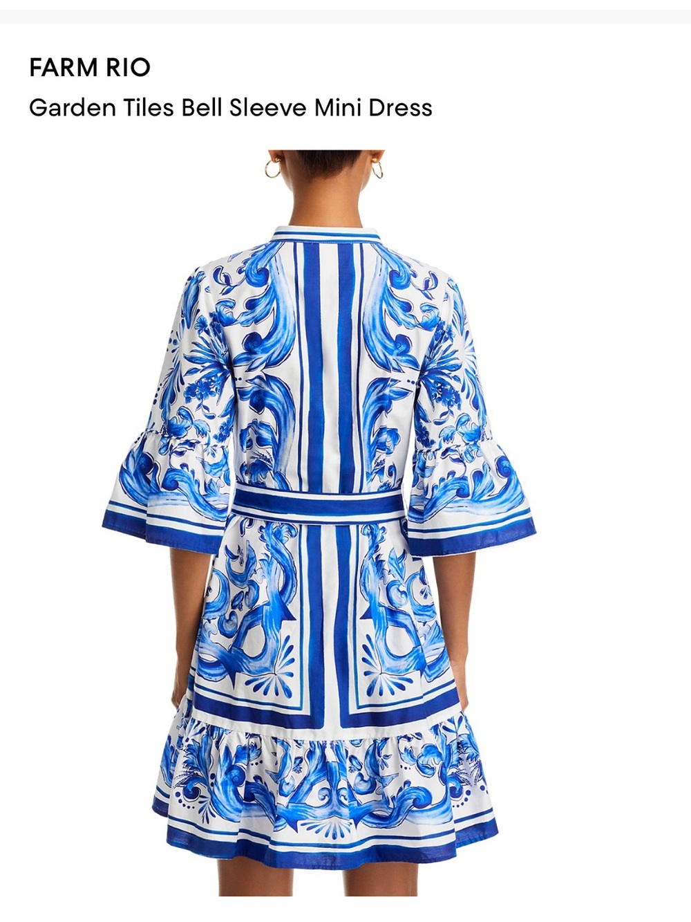 FARM Rio Garden Tiles Bell Sleeve Mini Dress - Picture 3 of 8